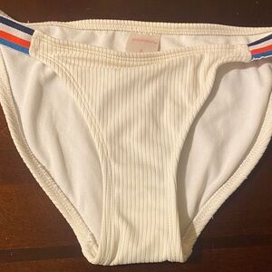White Bikini Bottoms with Striped Accents